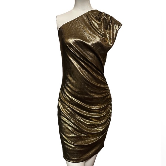 Grace Karin One-Shoulder Metallic Gold Dress - Size XL - Picture 3 of 8